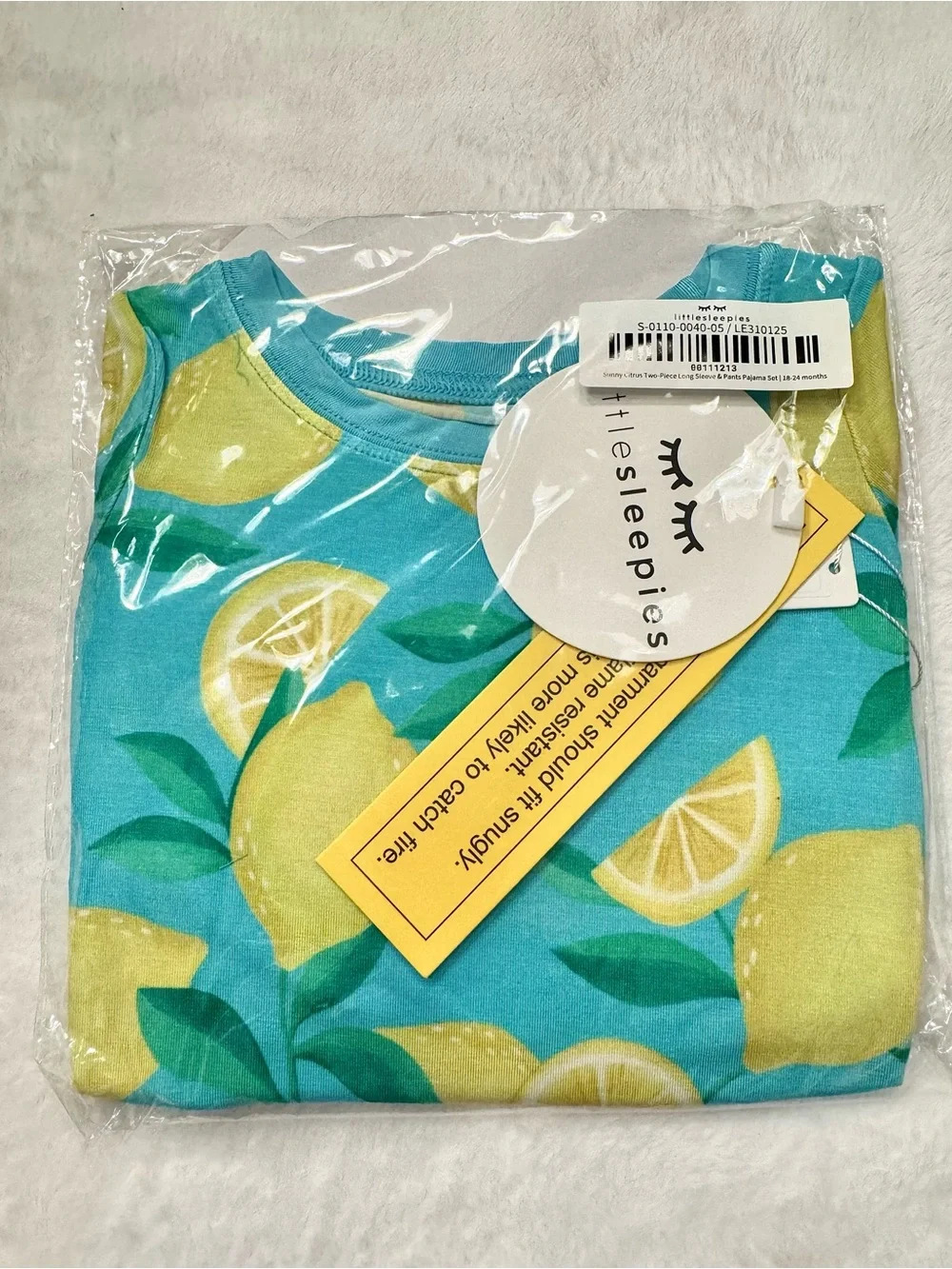 NWT Little Sleepies “Sunny Citrus” Bamboo Pajama Set 18-24 Months